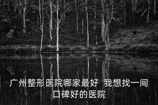 廣州整形醫院哪家最好  我想找一間口碑好的醫院