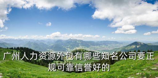 廣州人力資源外包有哪些知名公司要正規可靠信譽好的