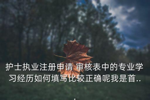 護士執(zhí)業(yè)注冊申請 審核表中的專業(yè)學(xué)習(xí)經(jīng)歷如何填寫比較正確呢我是首...