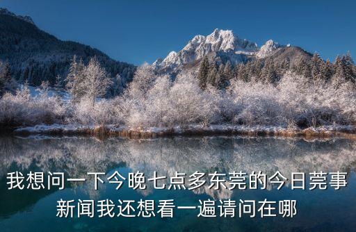我想問一下今晚七點多東莞的今日莞事新聞我還想看一遍請問在哪