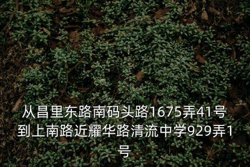 從昌里東路南碼頭路1675弄41號(hào)到上南路近耀華路清流中學(xué)929弄1號(hào)