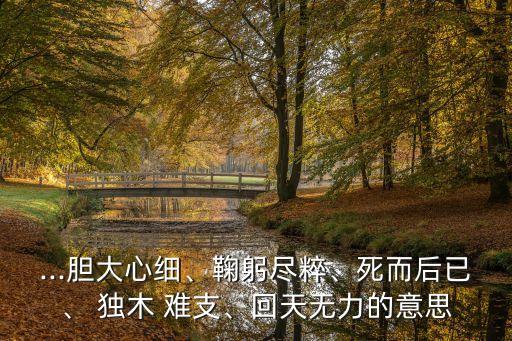 ...膽大心細、鞠躬盡粹、死而后已、 獨木 難支、回天無力的意思