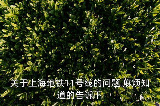 上海市11號地鐵線，上海地鐵11號線路
