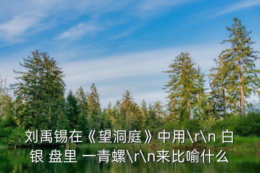 白銀盤里一青螺的上一句,白銀盤里一青螺望洞庭山水翠