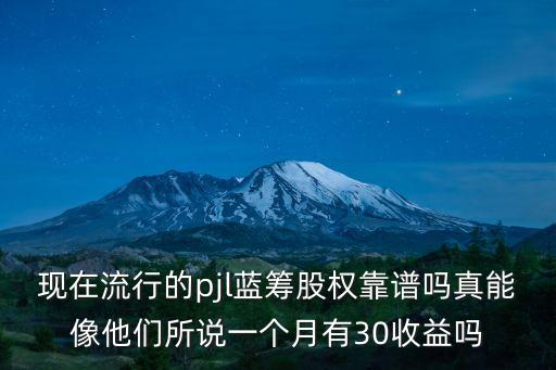 現(xiàn)在流行的pjl藍(lán)籌股權(quán)靠譜嗎真能像他們所說一個月有30收益嗎
