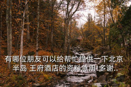 有哪位朋友可以給幫忙提供一下北京 半島 王府酒店的資料急用!多謝...