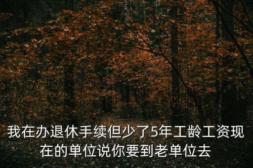 上海市檔案局周建忠處長(zhǎng)，我在辦退休手續(xù)但少了5年工齡工資現(xiàn)在的單位說(shuō)你要到老單位去