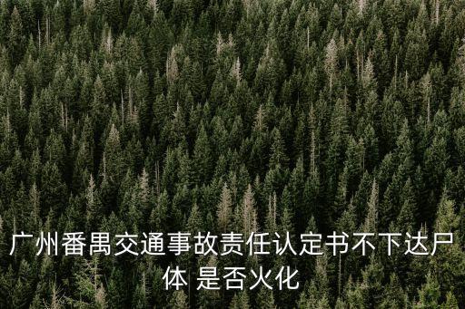 廣州番禺交通事故責任認定書不下達尸體 是否火化