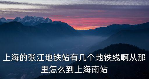 上海的張江地鐵站有幾個地鐵線啊從那里怎么到上海南站