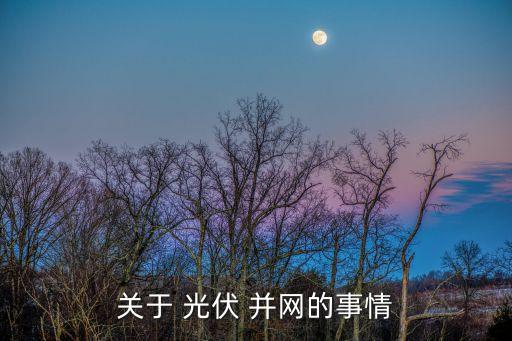 關于 光伏 并網的事情