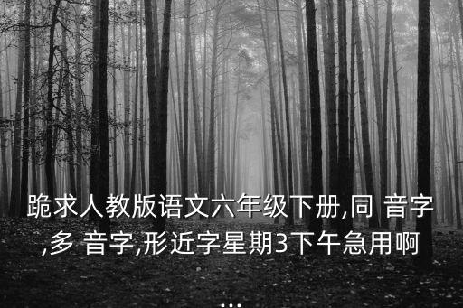 跪求人教版語文六年級下冊,同 音字,多 音字,形近字星期3下午急用啊...