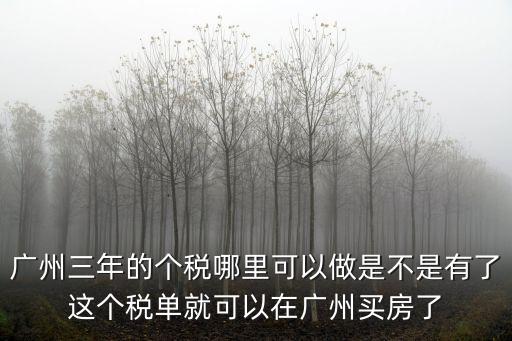 廣州三年的個稅哪里可以做是不是有了這個稅單就可以在廣州買房了