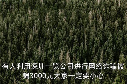 有人利用深圳一覽公司進行網絡詐騙被騙3000元大家一定要小心