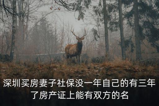 深圳買房妻子社保沒一年自己的有三年了房產(chǎn)證上能有雙方的名