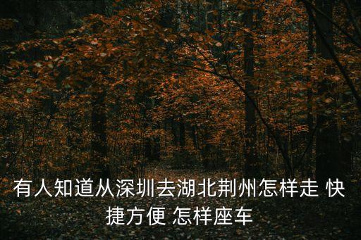 深圳荊州高鐵站，深圳北去坐荊州高鐵怎么走