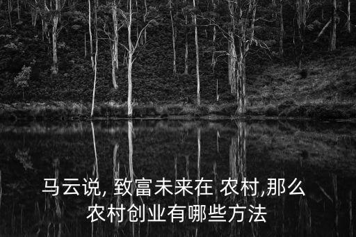 馬云說, 致富未來在 農(nóng)村,那么 農(nóng)村創(chuàng)業(yè)有哪些方法