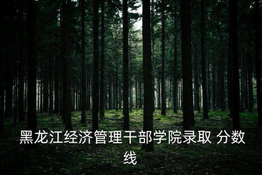  黑龍江經濟管理干部學院錄取 分數線