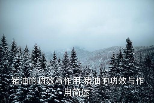 豬油的功效與作用 豬油的功效與作用簡(jiǎn)述