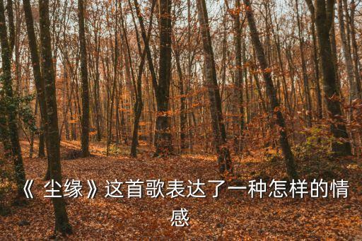 《 塵緣》這首歌表達了一種怎樣的情感