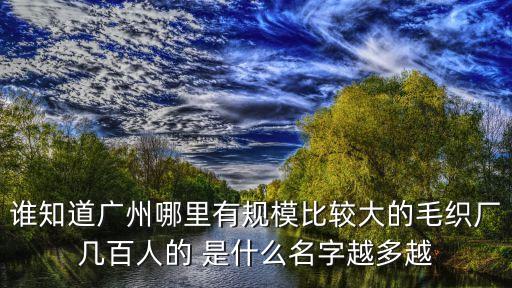 廣州花都富譽毛織廠，誰知道廣州哪里有規模比較大的毛織廠幾百人的 是什么名字越多越