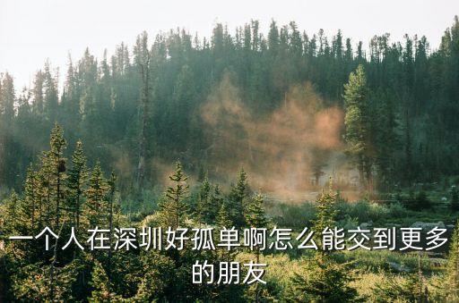 一個人在深圳好孤單啊怎么能交到更多的朋友