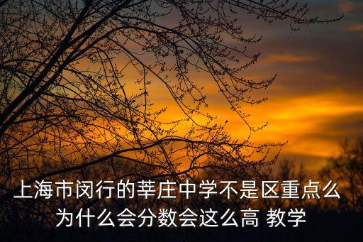 上海市閔行的莘莊中學(xué)不是區(qū)重點么 為什么會分?jǐn)?shù)會這么高 教學(xué)