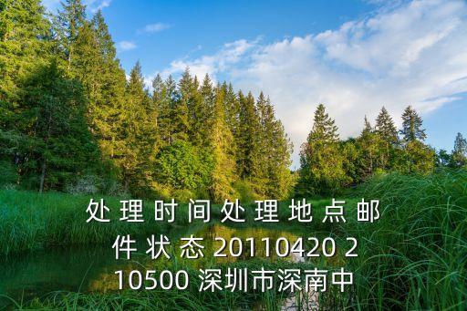處 理 時 間 處 理 地 點 郵 件 狀 態(tài) 20110420 210500 深圳市深南中