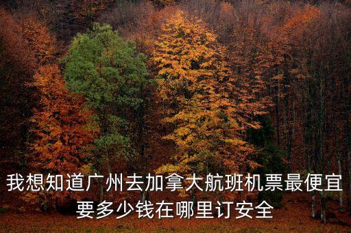 我想知道廣州去加拿大航班機票最便宜要多少錢在哪里訂安全