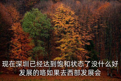 現在深圳已經達到飽和狀態了沒什么好發展的咯如果去西部發展會