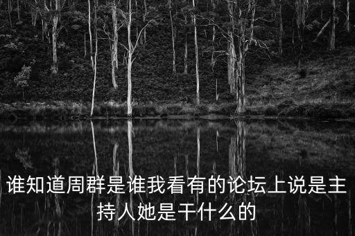 誰知道周群是誰我看有的論壇上說是主持人她是干什么的