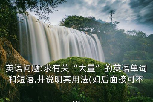 大量的,大量的英語短語有何用法?