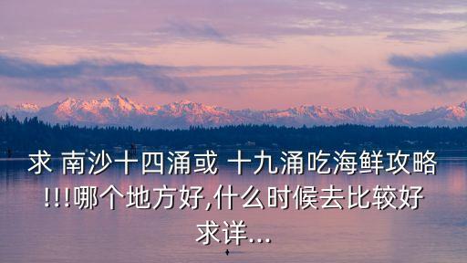 求 南沙十四涌或 十九涌吃海鮮攻略!!!哪個地方好,什么時候去比較好求詳...