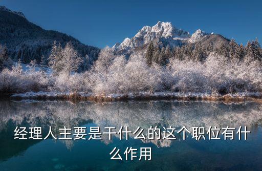  經理人主要是干什么的這個職位有什么作用