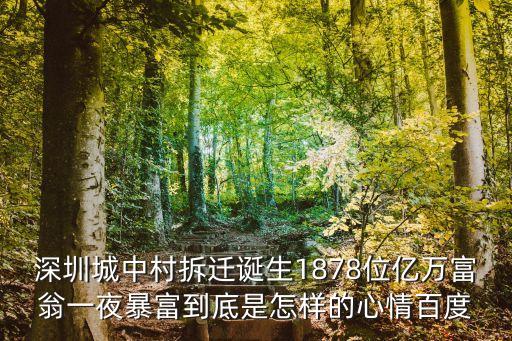 深圳城中村拆遷誕生1878位億萬富翁一夜暴富到底是怎樣的心情百度