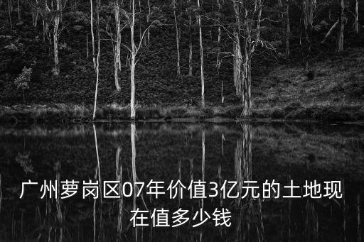 廣州蘿崗土地出讓保利，廣州蘿崗區07年價值3億元的土地現在值多少錢