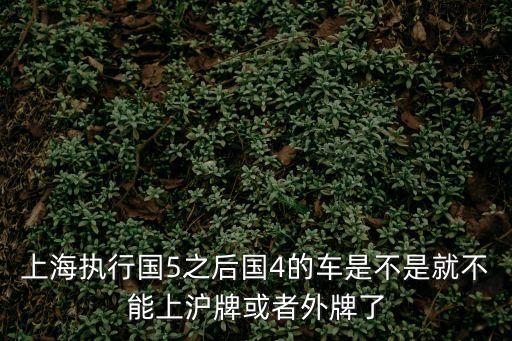上海執行國5之后國4的車是不是就不能上滬牌或者外牌了