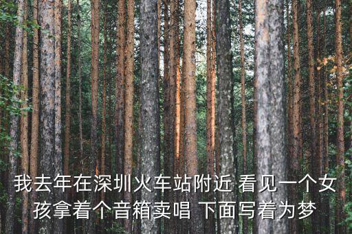 我去年在深圳火車站附近 看見一個女孩拿著個音箱賣唱 下面寫著為夢