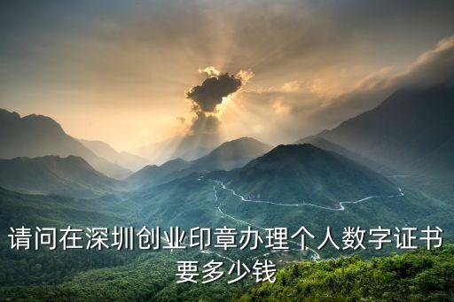 創業刻章深圳，請問在深圳創業印章辦理個人數字證書要多少錢