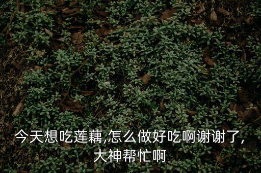 今天想吃蓮藕,怎么做好吃啊謝謝了,大神幫忙啊