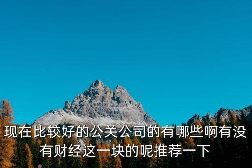 現在比較好的公關公司的有哪些啊有沒有財經這一塊的呢推薦一下