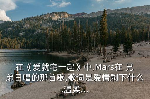 在《愛就宅一起》中,Mars在 兄弟日唱的那首歌,歌詞是愛情剩下什么,溫柔...
