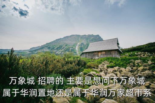 萬象城 招聘的 主要是想問下萬象城屬于華潤置地還是屬于華潤萬家超市系