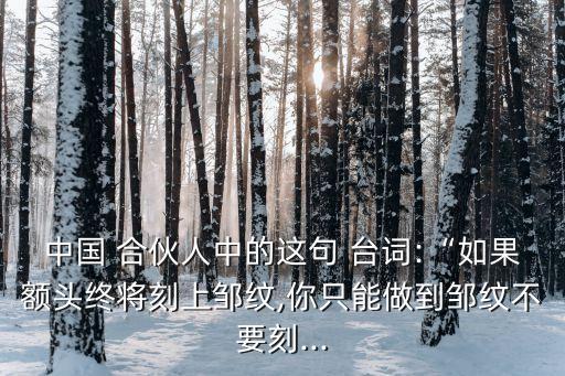 中國 合伙人中的這句 臺詞:“如果額頭終將刻上鄒紋,你只能做到鄒紋不要刻...