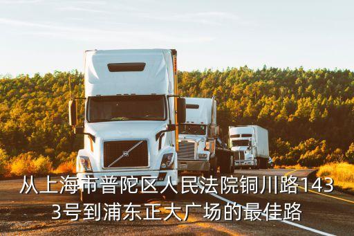 從上海市普陀區人民法院銅川路1433號到浦東正大廣場的最佳路
