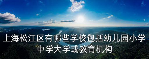 上海市松江區(qū)公辦幼兒園有哪些，上海松江有多少所幼兒園