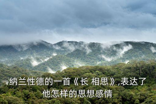長相思清納蘭性德,納蘭性德