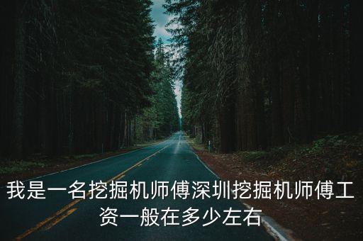 我是一名挖掘機(jī)師傅深圳挖掘機(jī)師傅工資一般在多少左右