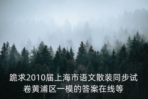 跪求2010屆上海市語文散裝同步試卷黃浦區一模的答案在線等