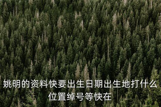 姚明的資料快要出生日期出生地打什么位置綽號(hào)等快在