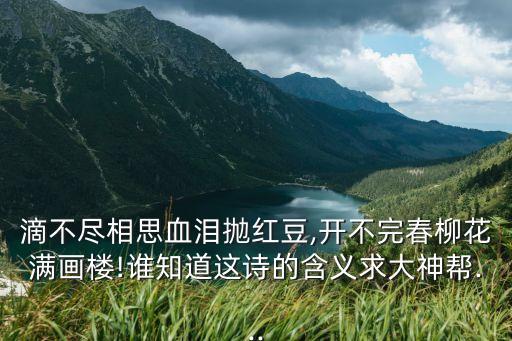 滴不盡相思血淚拋紅豆,開不完春柳花滿畫樓!誰知道這詩的含義求大神幫...